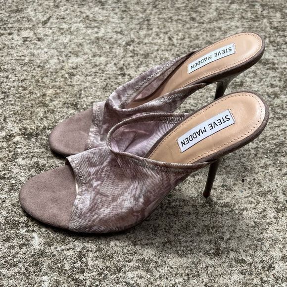 Steve Madden Greenish Brown‎ Snake Sling Sandal Heel Size 9.5 - Picture 3 of 10